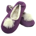thumbnail image 1 of Adult Comfy Warm Fuzzy Rabbit Pompom NonSkid Home Slippers - 1 Pair, Medium Purple Pompom, 1 of 1