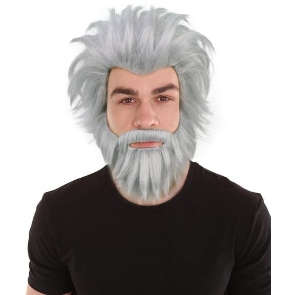 Adult Comic Book Assassin Monkey Grey Wig & Beard, Flame-Retardant Synthetic Fiber Wigs Perfect for Halloween