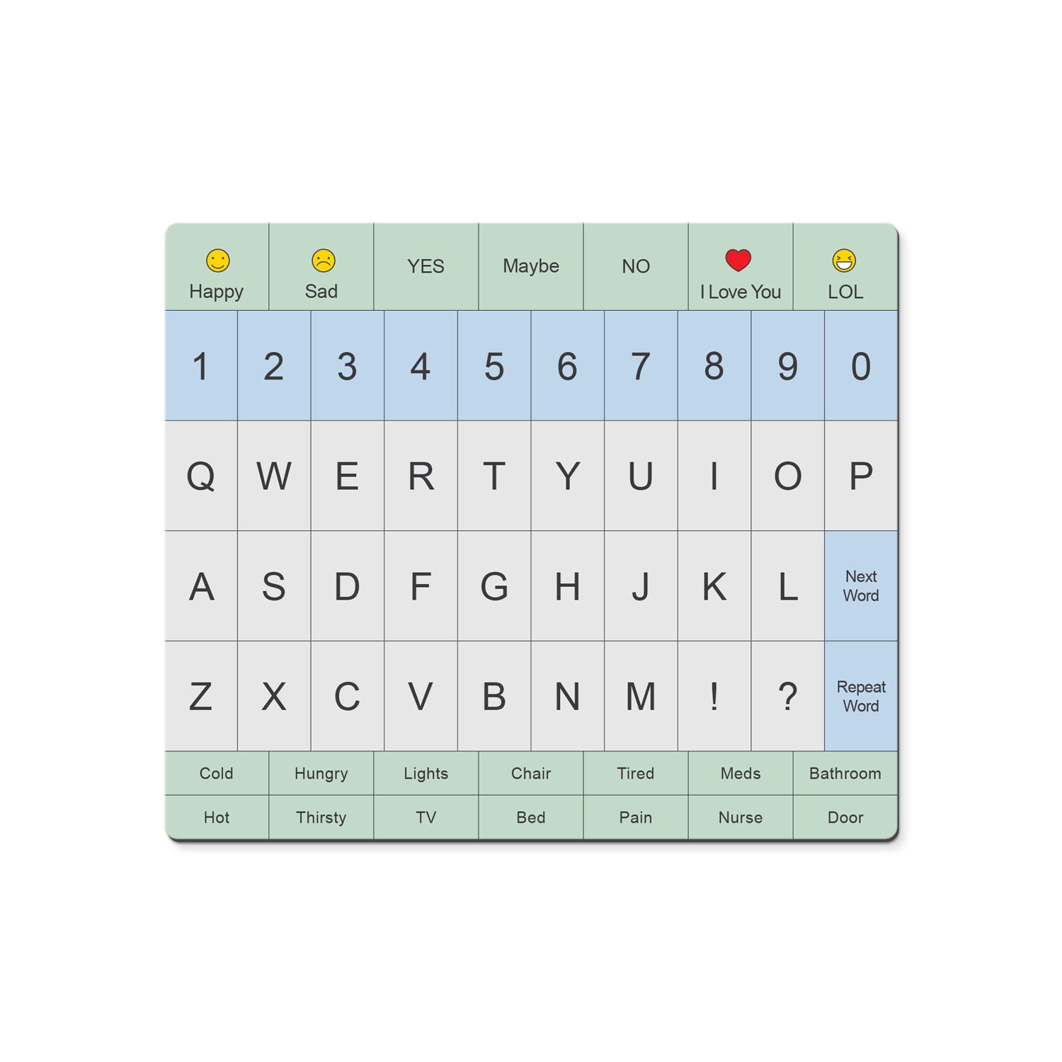 Adult Communication Board - Non-Slip, Portable Letter Chart for Non ...