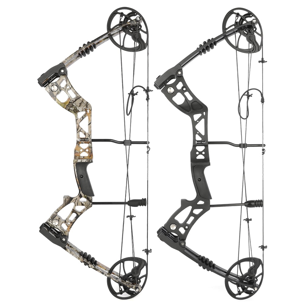 Adult Compound Bow, Adjustable 30-70 lbs Draw Weight, 23.5"-31" Draw Length, 30.5" Axle-to-Axle, 75% Let-Off, Aluminum Alloy Riser, Fiberglass Limbs, Black/Camouflage