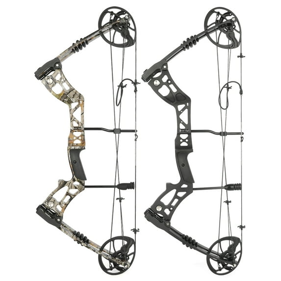 Adult Compound Bow, Adjustable 30-70 lbs Draw Weight, 23.5"-31" Draw Length, 30.5" Axle-to-Axle, 75% Let-Off, Aluminum Alloy Riser, Fiberglass Limbs, Black/Camouflage