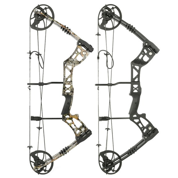 Adult Compound Bow, Adjustable 30-70 lbs Draw Weight, 23.5"-31" Draw Length, 30.5" Axle-to-Axle, 75% Let-Off, Aluminum Alloy Riser, Fiberglass Limbs, Black/Camouflage