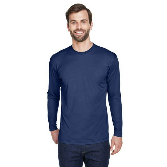 Adult Cool Dry Sport Long-Sleeve Performance Interlock T-Shirt NAVY M