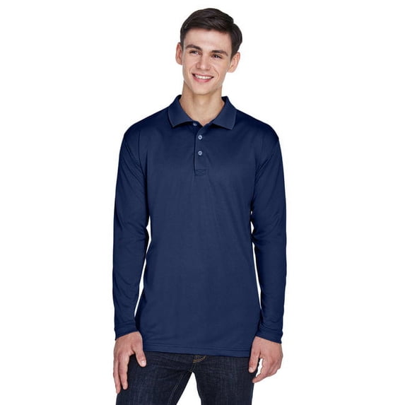 Adult Cool & Dry Sport Long-Sleeve Polo - NAVY - M