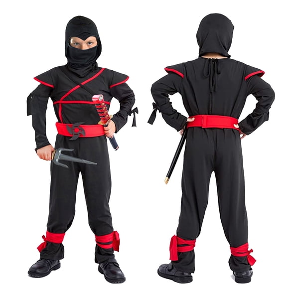 SATKULL Ninja Costume Kids Ninja Muscle Costumes Boys Ninja Set Accessories Best Children Gift(kids-M-6/7T)