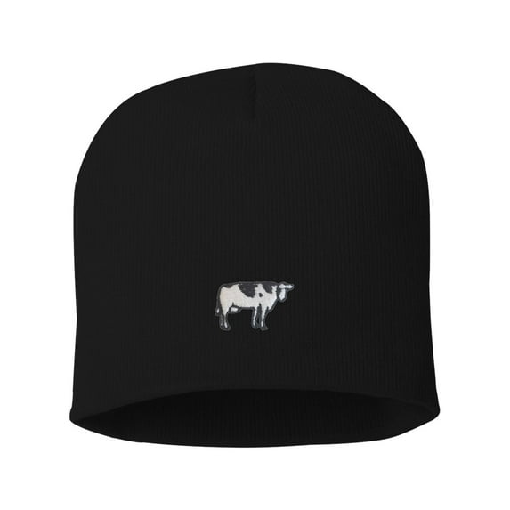 Adult Cow Embroidered Knit Beanie Cap