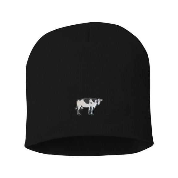 Adult Cow Embroidered Knit Beanie Cap