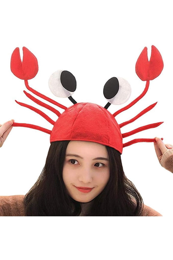 Adult Crab Hat Lobster Costume Accessory Hat Funny Crawfish Claws Antenna Cap Dress Up Theme Party Role Play Costumes
