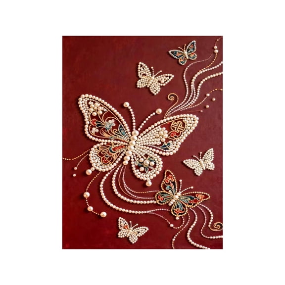 Adult Craft Kit for Butterfly decorations, Aesthetic Wall Art with Pearl Embellishments, Red decorations Home Wall decor, Butterfly Craft for Custom Home decor Wall, Wall decor
