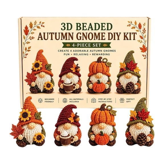 Adult Creative Activity Pack, Relaxing Craft, Rewarding Activity, Craft Kit for Adults, 8X5 Inch Mini 3D Beaded Autumn Diy Kit with Full Materials: Beads for Crafts, Thread Roll,