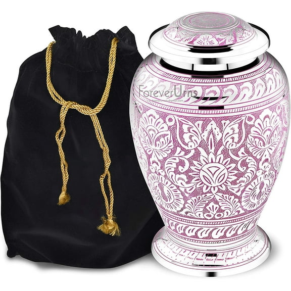Adult Cremation URNS for Ashes- Adult Dove Jali Cremation Urn for Human Ashes - Completely Handcrafted with Volume 220 Cu. in. with Velvet Protection Bag. (PINK)
