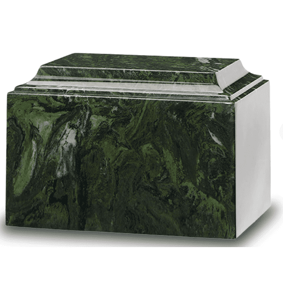 Adult Cremation Urn For Human Ashes - Green Ascota Marble Cremation Urn With Classic Design - Adult Size - 225 cu. in.