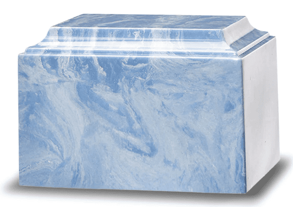 Adult Cremation Urn For Human Ashes - Wedgewood Blue Marble Cremation Urn With Classic Design - Adult Size - 225 cu. in.