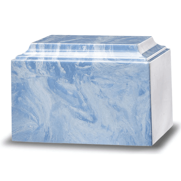 Adult Cremation Urn For Human Ashes - Wedgewood Blue Marble Cremation Urn With Classic Design - Adult Size - 225 cu. in.