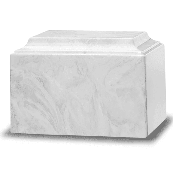 Adult Cremation Urn For Human Ashes - White Marble Cremation Urn With Classic Design - Adult Size - 225 cu. in.