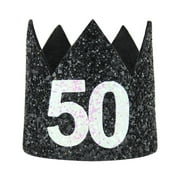Adult Crown Hats Party Glitter Number 50 Birthday Mini Hat Birthday Party Decorations Props - Style C