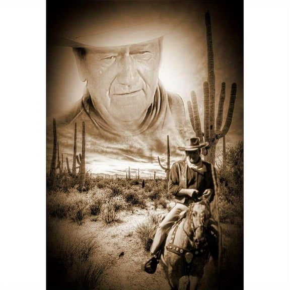 Adult DIY 5D Diamond Painting Kit, John Wayne Series Art Round Diamond, Full Diamond Diamond Embroidery Kit, Mosaic Cross Stitch Craft Home Wall Decoration