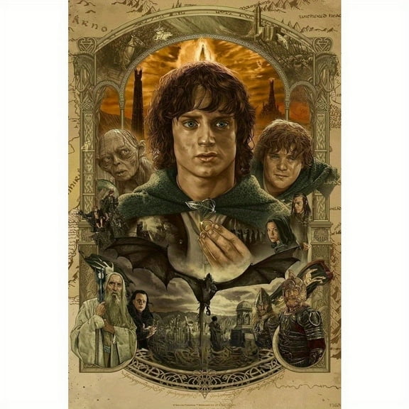 Adult DIY 5D Diamond Painting Kit, Lord of the Rings Series Art Round Diamond, Full Diamond Diamond Embroidery Kit, Mosaic Cross Stitch Craft Home Wall Decoration