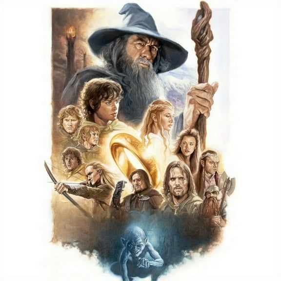 Adult DIY 5D Diamond Painting Kit, Lord of the Rings Series Art Round Diamond, Full Diamond Diamond Embroidery Kit, Mosaic Cross Stitch Craft Home Wall Decoration