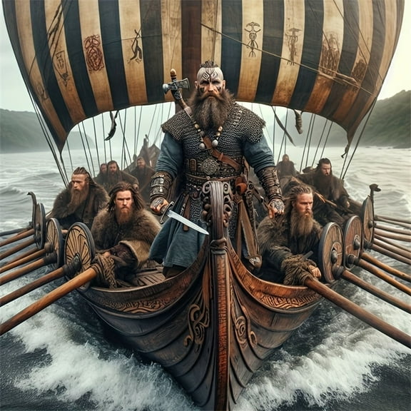 Adult DIY 5D Diamond Painting Kit, Viking Series Art Round Diamond, Full Diamond Diamond Embroidery Kit, Mosaic Cross Stitch Craft Home Wall Decoration