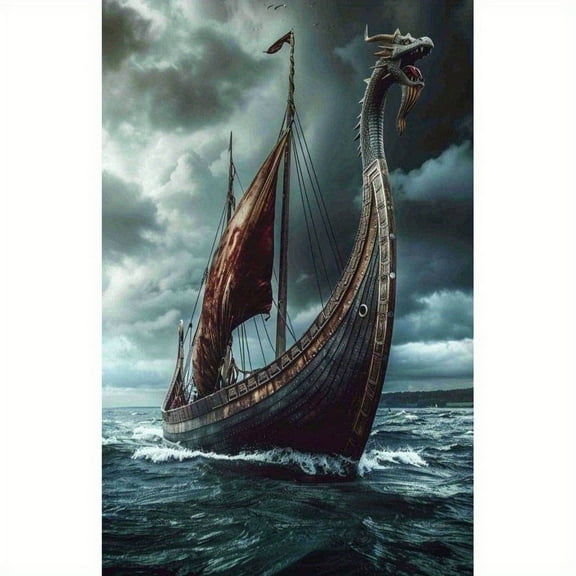 Adult DIY 5D Diamond Painting Kit, Viking Series Art Round Diamond, Full Diamond Diamond Embroidery Kit, Mosaic Cross Stitch Craft Home Wall Decoration