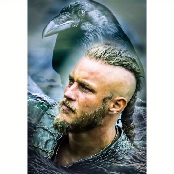 Adult DIY 5D Diamond Painting Kit, Viking Series Art Round Diamond, Full Diamond Diamond Embroidery Kit, Mosaic Cross Stitch Craft Home Wall Decoration