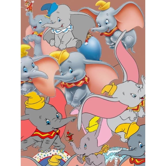 Adult DIY Diamond Painting Set,Dumbo Full Round Diamond Diamond Set,5D Wall Painting Art,Gemstone Art Crafts Family Game Gift 15.8x11.8 inches