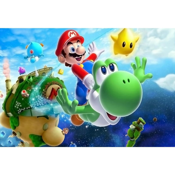 Adult DIY Diamond Painting Set, Mario Full Round Diamond Diamond Set, 5D Wall Painting Art, Gemstone Art Crafts Family Game Gift 15.8x11.8 inches