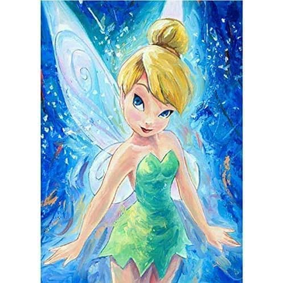 Adult DIY Diamond Painting Set, Tinker Bell Full Round Diamond Diamond Set, 5D Wall Painting Art, Gemstone Art Crafts Family Game Gift 15.8x11.8 inches