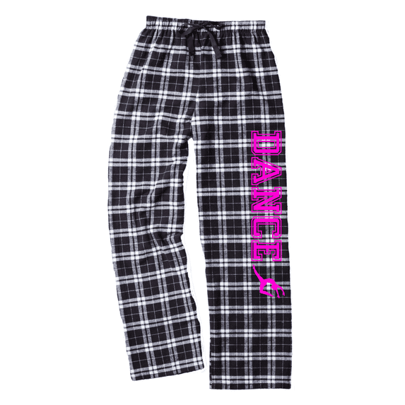 Adult Dance Black and White Flannel Pants (Neon Pink, Adult X-Large)
