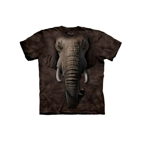 Adult Dark Brown 100% Cotton Elephant Face T-Shirt NEW
