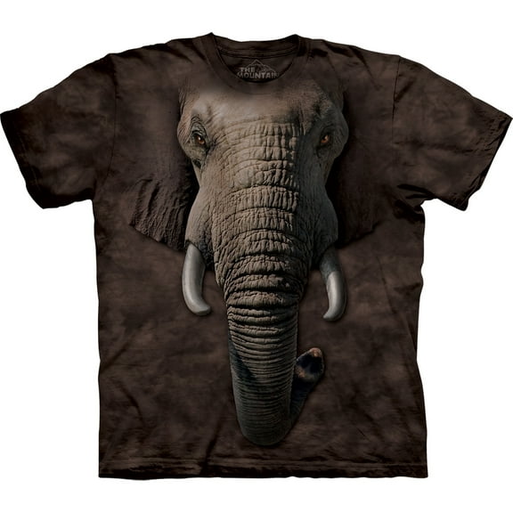 Adult Dark Brown 100% Cotton Elephant Face T-Shirt NEW