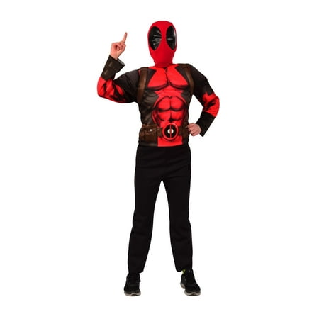 Adult Deluxe Deadpool Mask & Costume Top Set