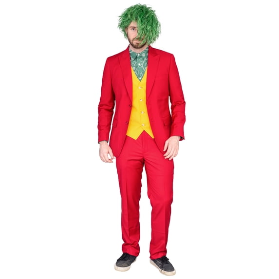 Joker Psycho Clown Deluxe Halloween Fancy-Dress Costumes with Complete Set for Adult
