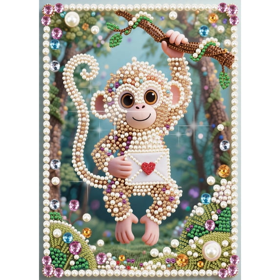 Adult Diamond Painting Kit Envelope Monkey 5D DIY Artistic Diamond ...