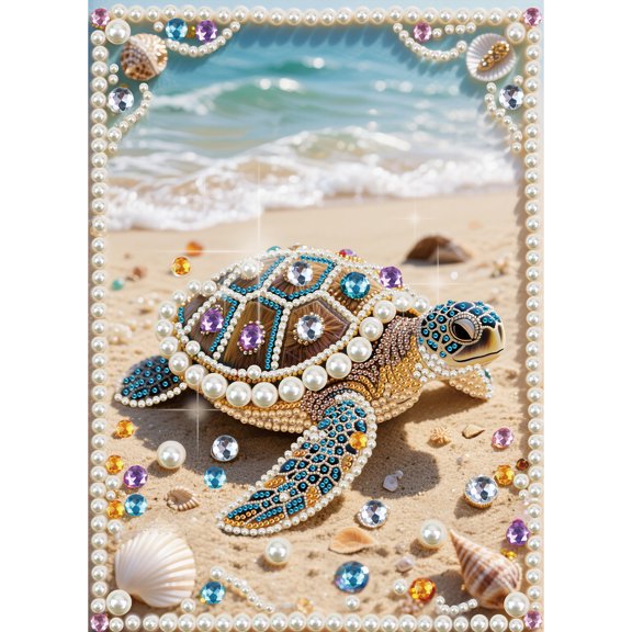 Adult Diamond Painting Kit Shell, Turtle, and Pearl Painting 5D DIY Art Craft Diamond and Pearl Painting, Perfect for Home Wall Decor, 12x16 in