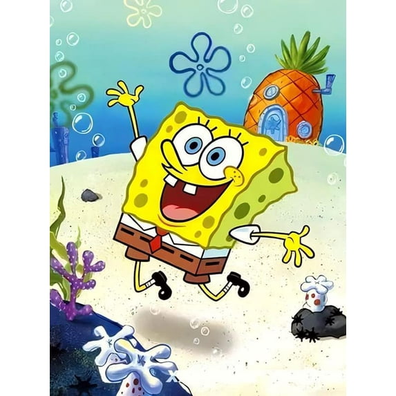 Adult Diamond Painting Set - 5D Diamond Art Set "SpongeBob SquarePants", Suitable for Adults Children Beginners, DIY Round Full Diamond Diamond Dot Painting, Diamond Painting Set Home Wall Decoration