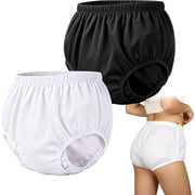 Adult Diaper Cover for Incontinence 2 Pack,Unisex Leak-Protection Pants Over Diapers Waterproof,Washable Adult Incontinence Briefs,Reusable Underwear for Men Women,L
