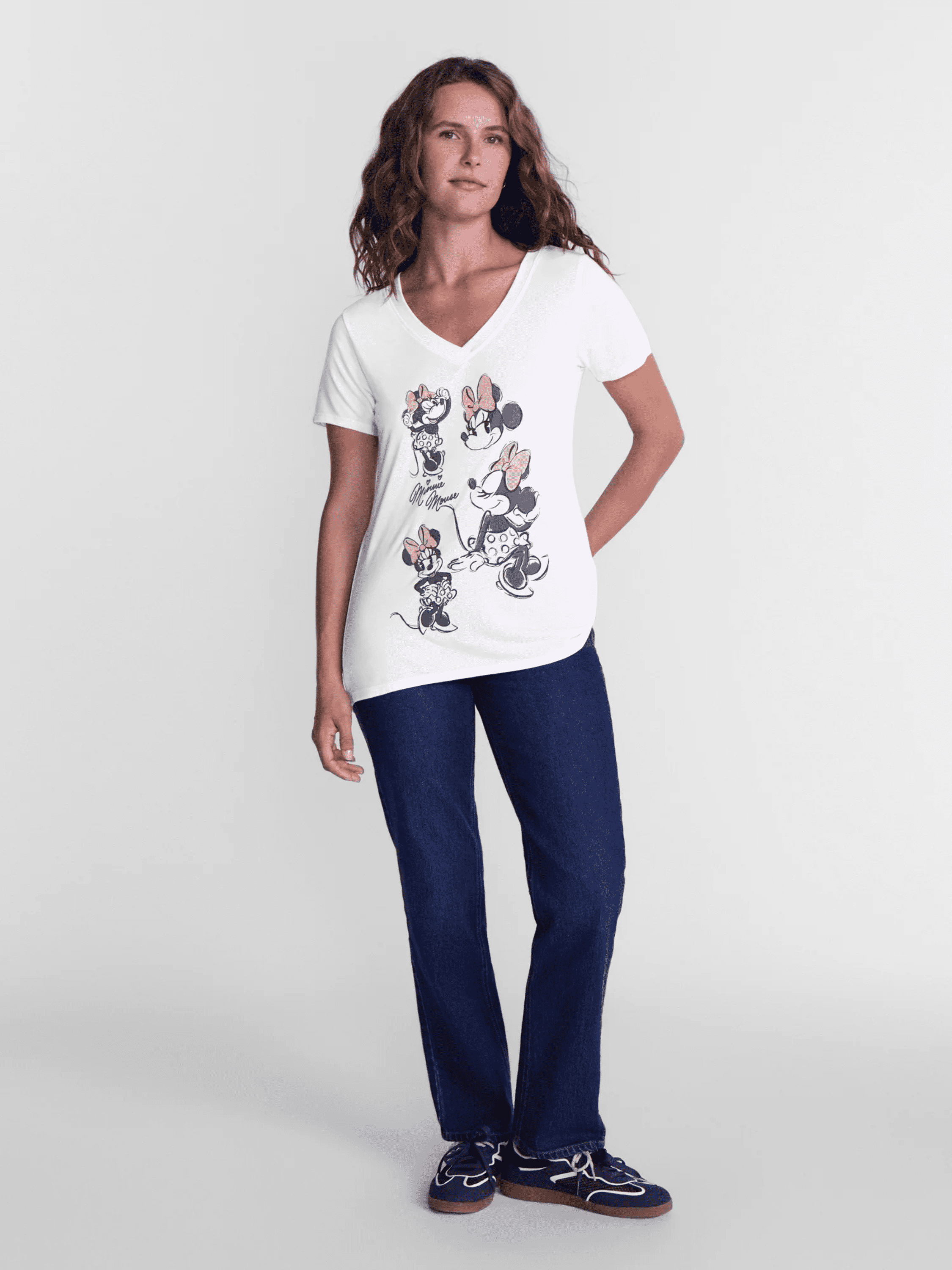 Disney Adult Minnie Sketches V-Neck Top (Women's), XS to XXL