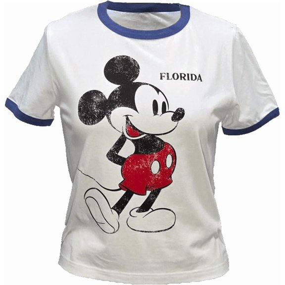 Adult Disney Ringer Fl Mickey Club Front and Back Tee