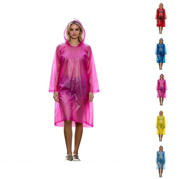 Adult Disposable Rain Poncho Hooded Lightweight Compact Waterproof Raincoat with Storage Pouch for Travel, Camping & Emergency