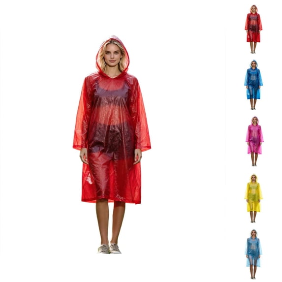 Adult Disposable Rain Poncho Hooded Lightweight Compact Waterproof Raincoat with Storage Pouch for Travel, Camping & Emergency