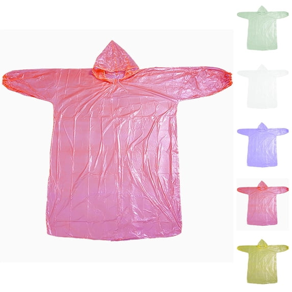 Adult Disposable Transparent Rain Poncho Thickened Full Body Waterproof Raincoat Portable Hooded Rain Gear for Hiking & Travel