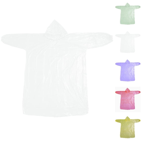Adult Disposable Transparent Rain Poncho Thickened Full Body Waterproof Raincoat Portable Hooded Rain Gear for Hiking & Travel