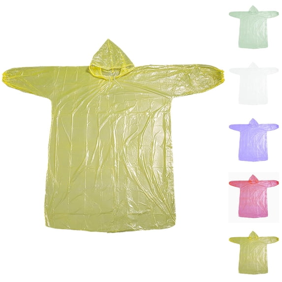 Adult Disposable Transparent Rain Poncho Thickened Full Body Waterproof Raincoat Portable Hooded Rain Gear for Hiking & Travel