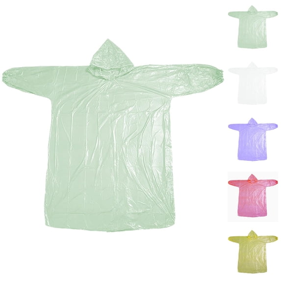 Adult Disposable Transparent Rain Poncho Thickened Full Body Waterproof Raincoat Portable Hooded Rain Gear for Hiking & Travel