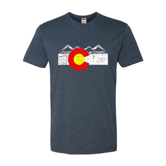 Adult Distressed Colorado Flag Rocky Mountains Deluxe T-Shirt