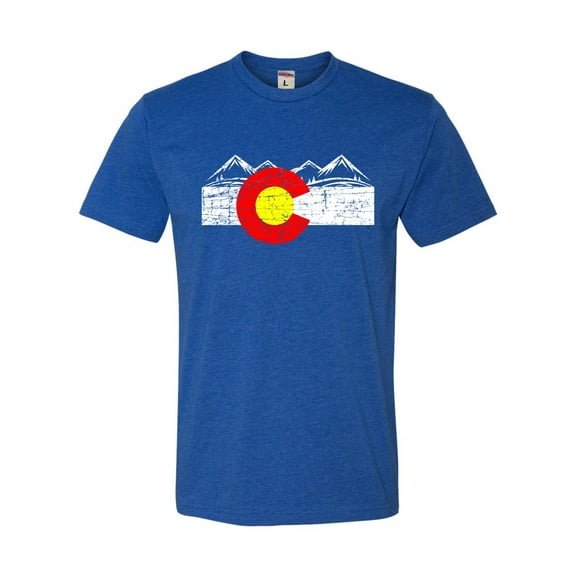 Adult Distressed Colorado Flag Rocky Mountains Deluxe T-Shirt