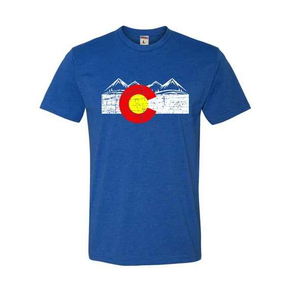 Adult Distressed Colorado Flag Rocky Mountains Deluxe T-Shirt