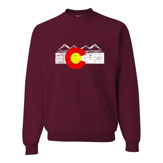Adult Distressed Colorado Flag Rocky Mountains Sweatshirt Crewneck